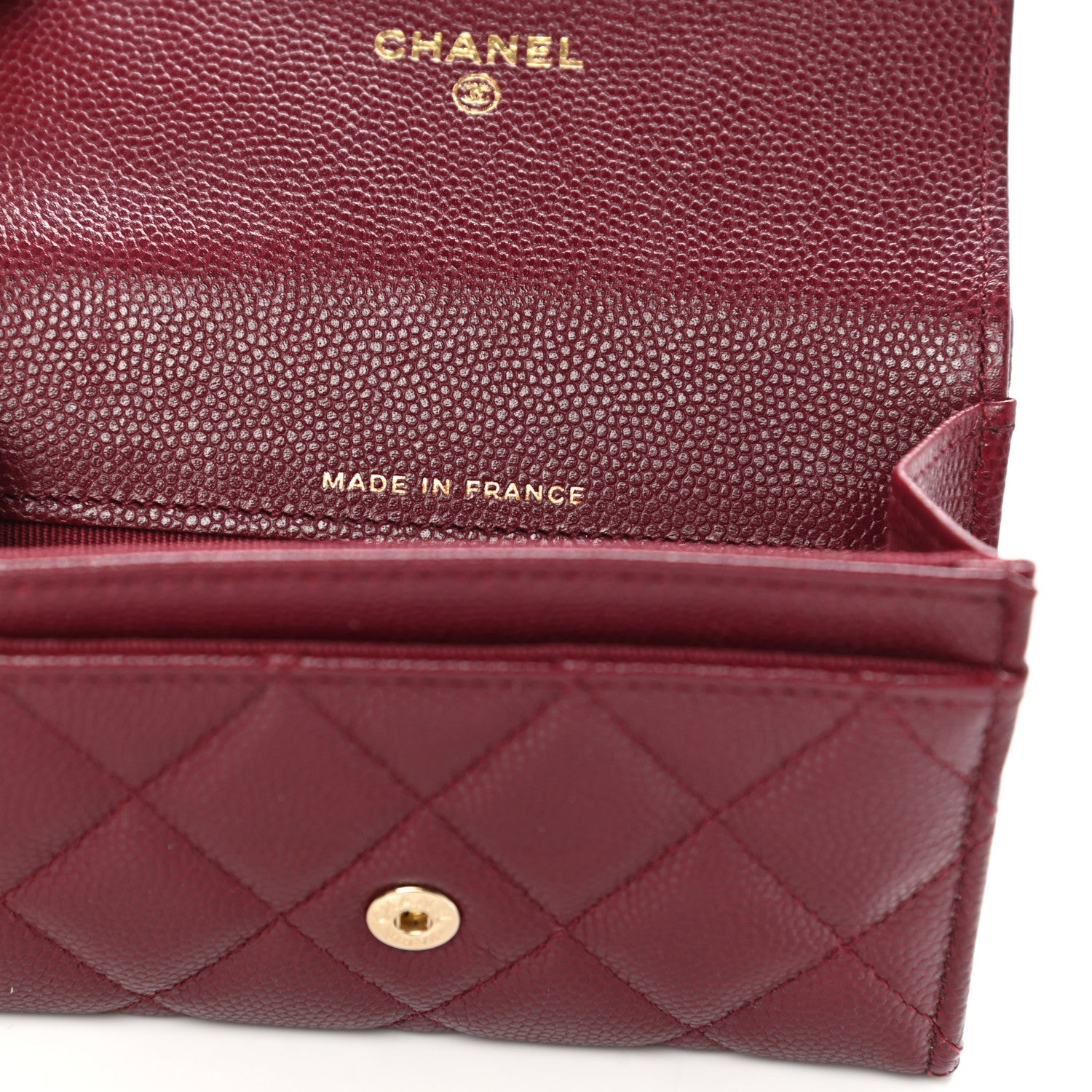 Chanel Caviar Quilted Flap Card Holder Wallet Burgundy 7 of 9