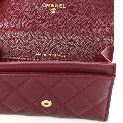 Chanel Caviar Quilted Flap Card Holder Wallet Burgundy 7 of 9