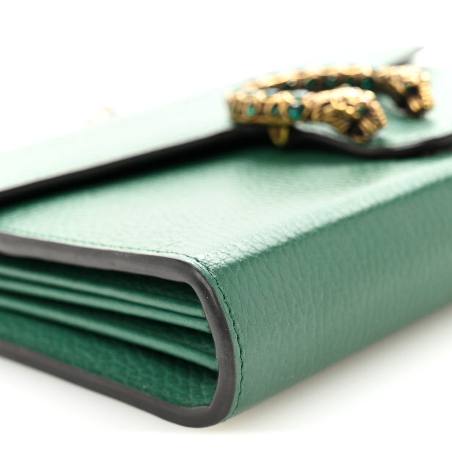 Gucci Calfskin Mini Dionysus Chain Wallet Emerald 9 of 10