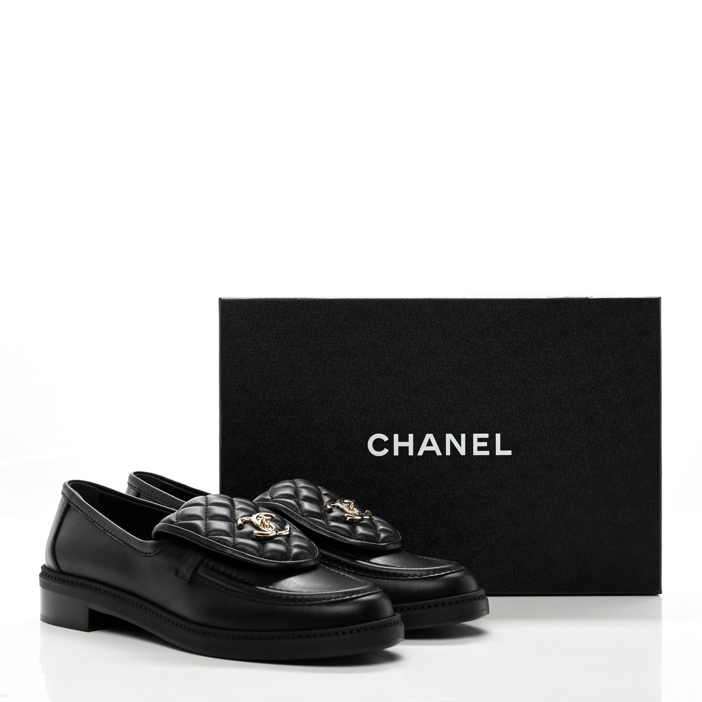 Lambskin Quilted CC Turnlock Loafers 40.5 Black