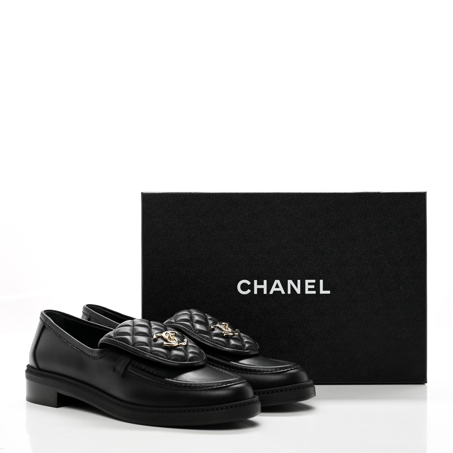 Chanel Lambskin Quilted CC Turnlock Loafers 40.5 Black 11 of 11