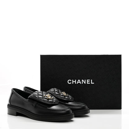 Chanel Lambskin Quilted CC Turnlock Loafers 40.5 Black 11 of 11