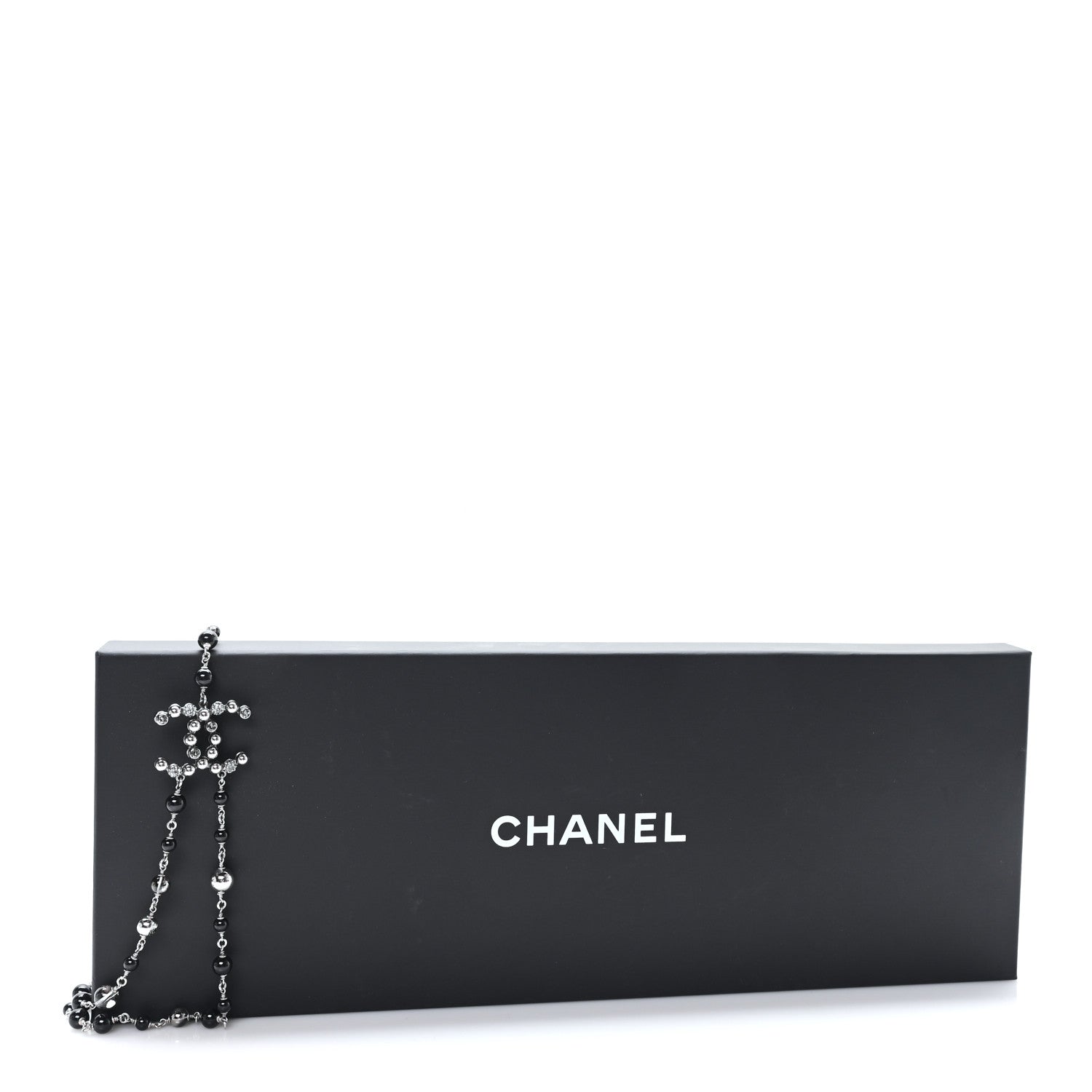 Chanel Beaded Crystal CC Long Necklace Black 5 of 5