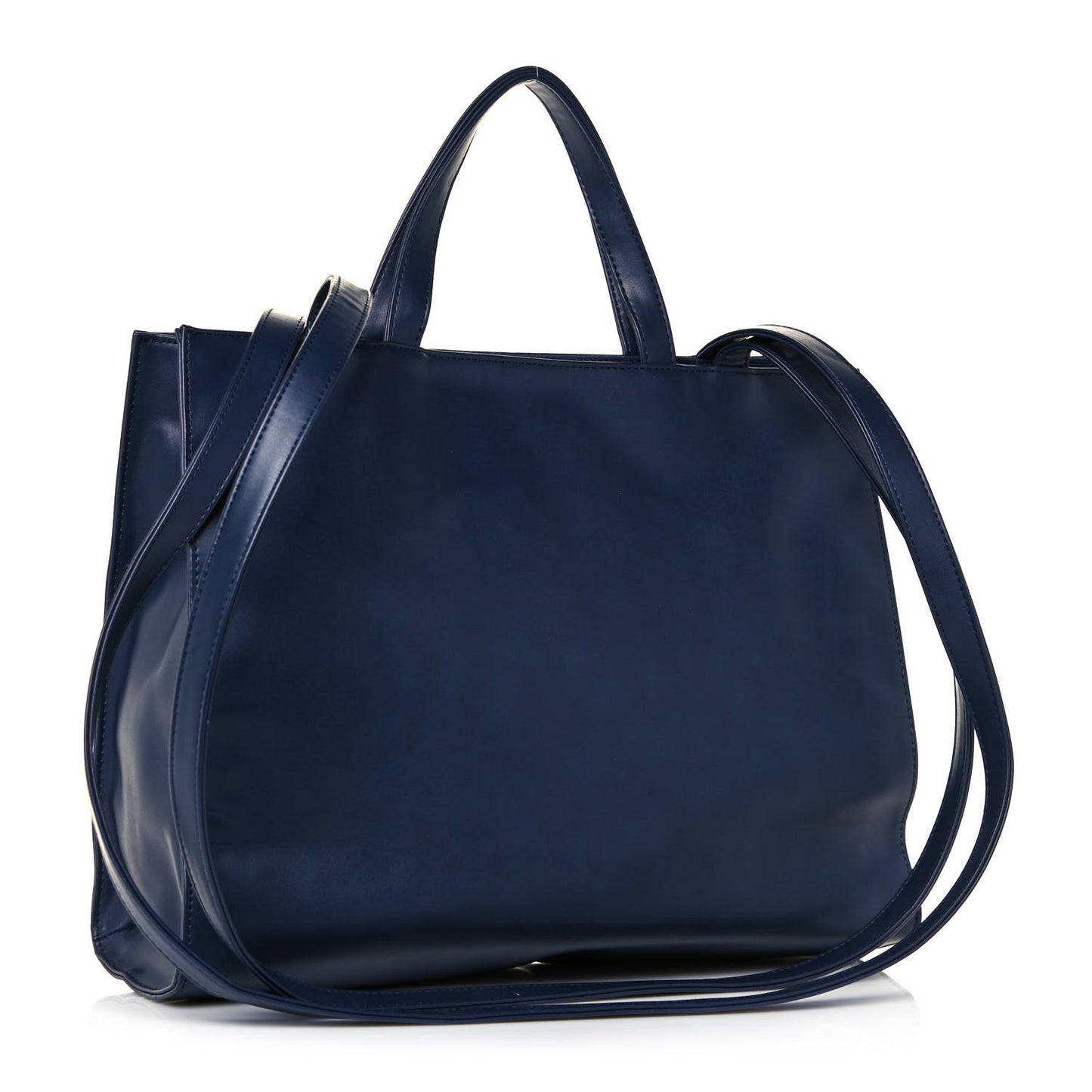 Vegan Leather Medium Shopping Bag Navy
