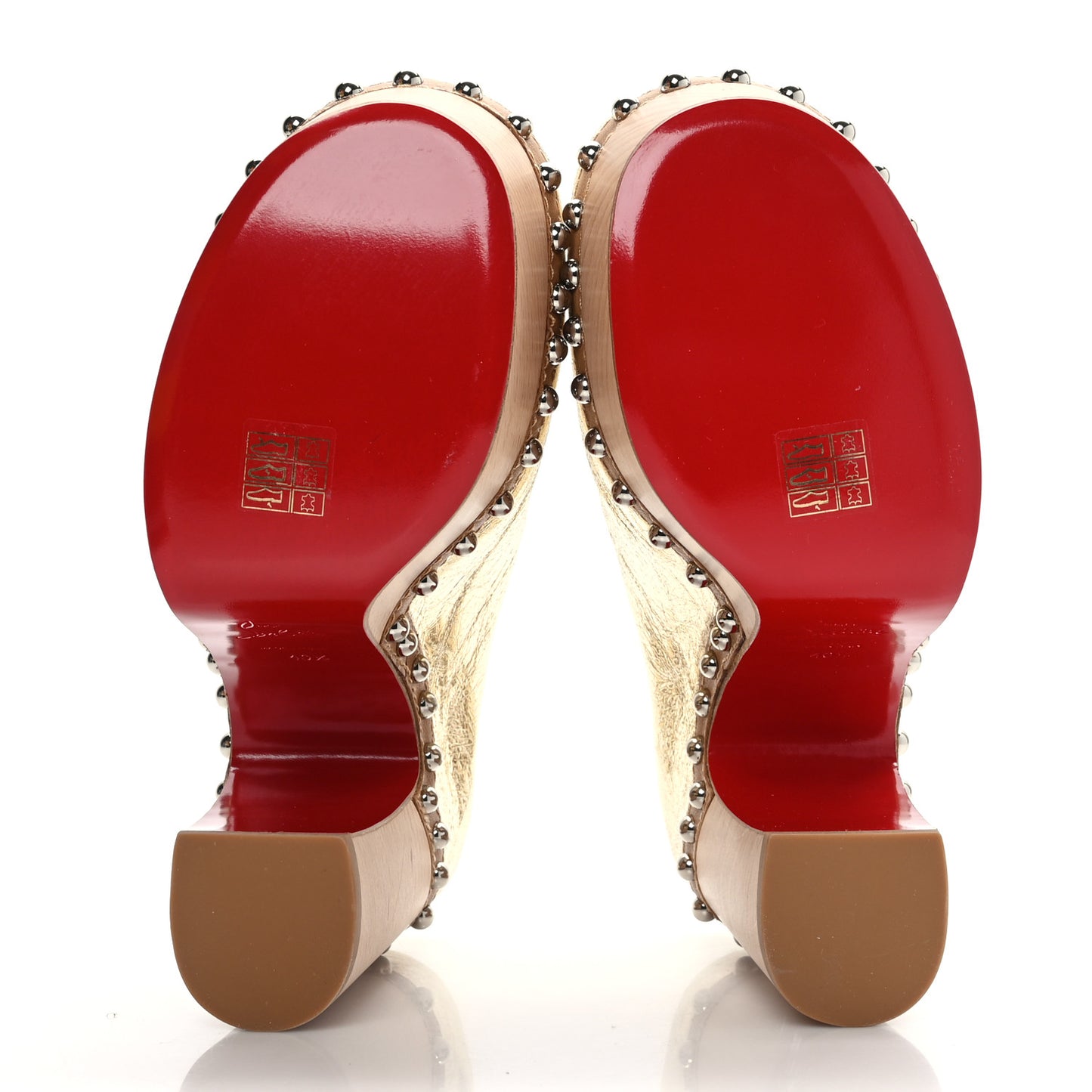 Metallic Calfskin Shearling Joan 130 Clog 40.5 Gold