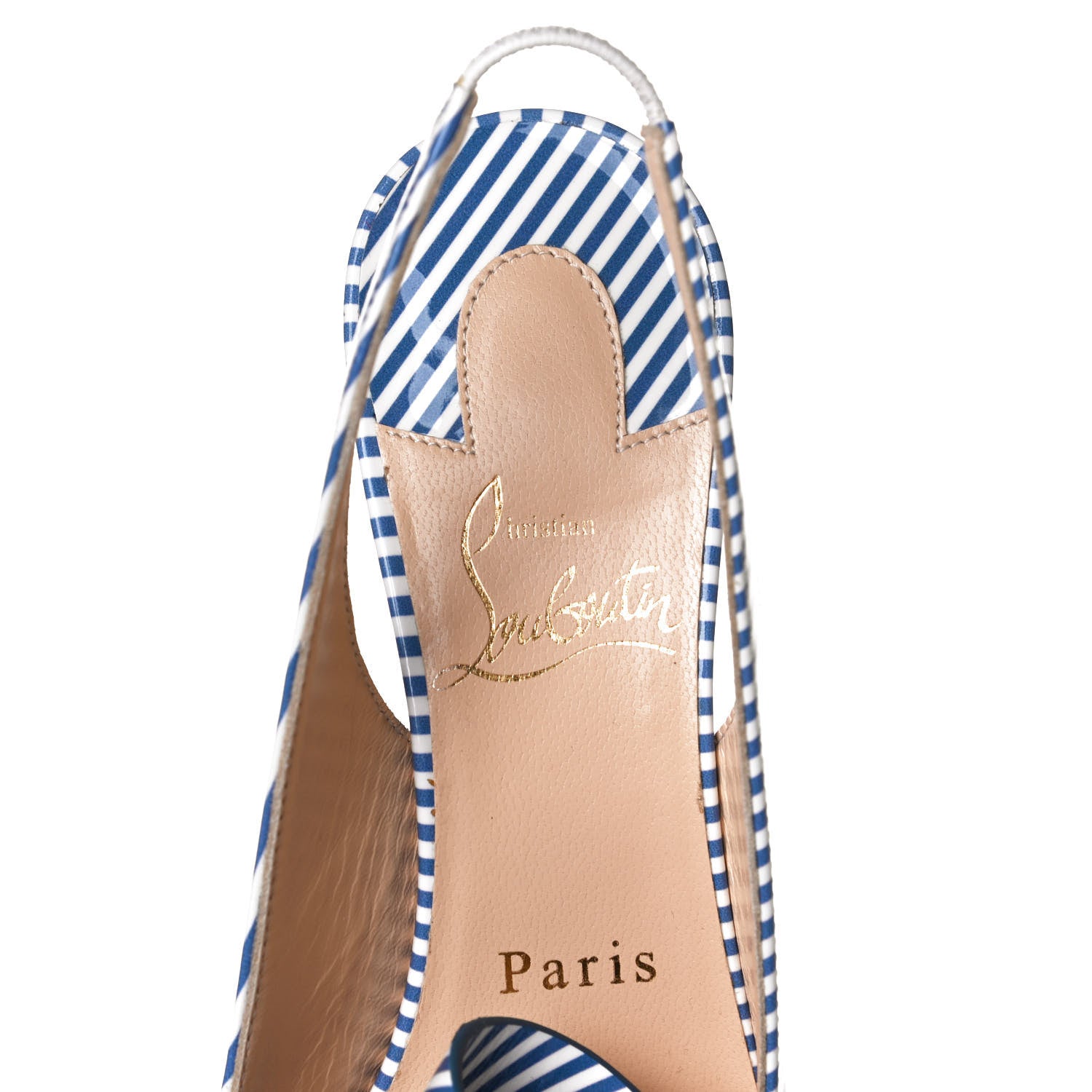 Christian Louboutin Patent Stripes Clare Nodo 80 Pumps 36 Jeans White 9 of 10