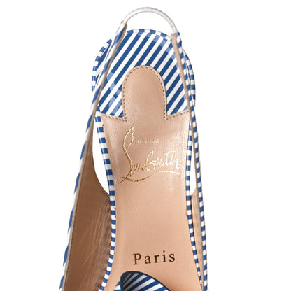 Christian Louboutin Patent Stripes Clare Nodo 80 Pumps 36 Jeans White 9 of 10