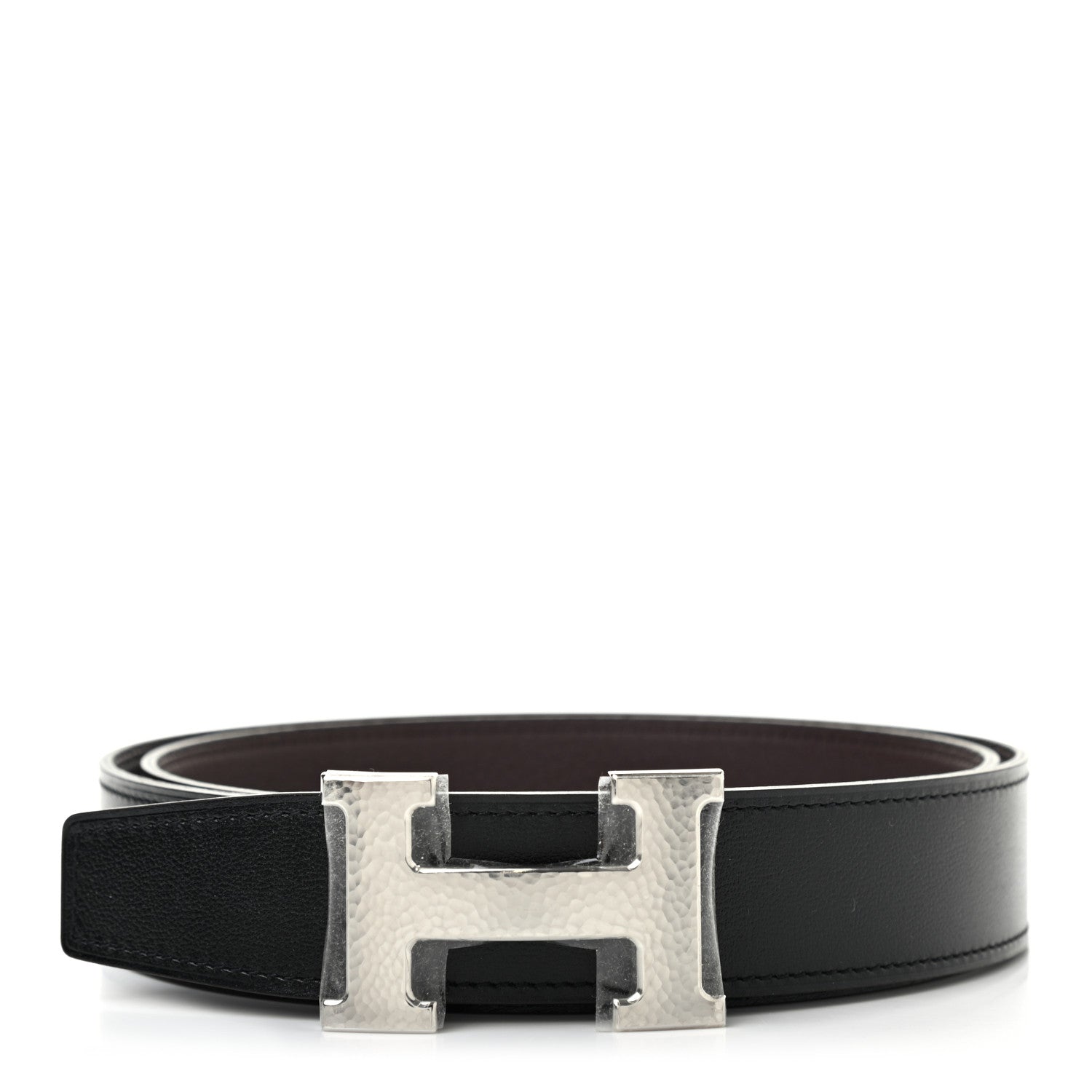Hermes Box Togo 32mm Martelee H Belt 90 Black Chocolate 1 of 6