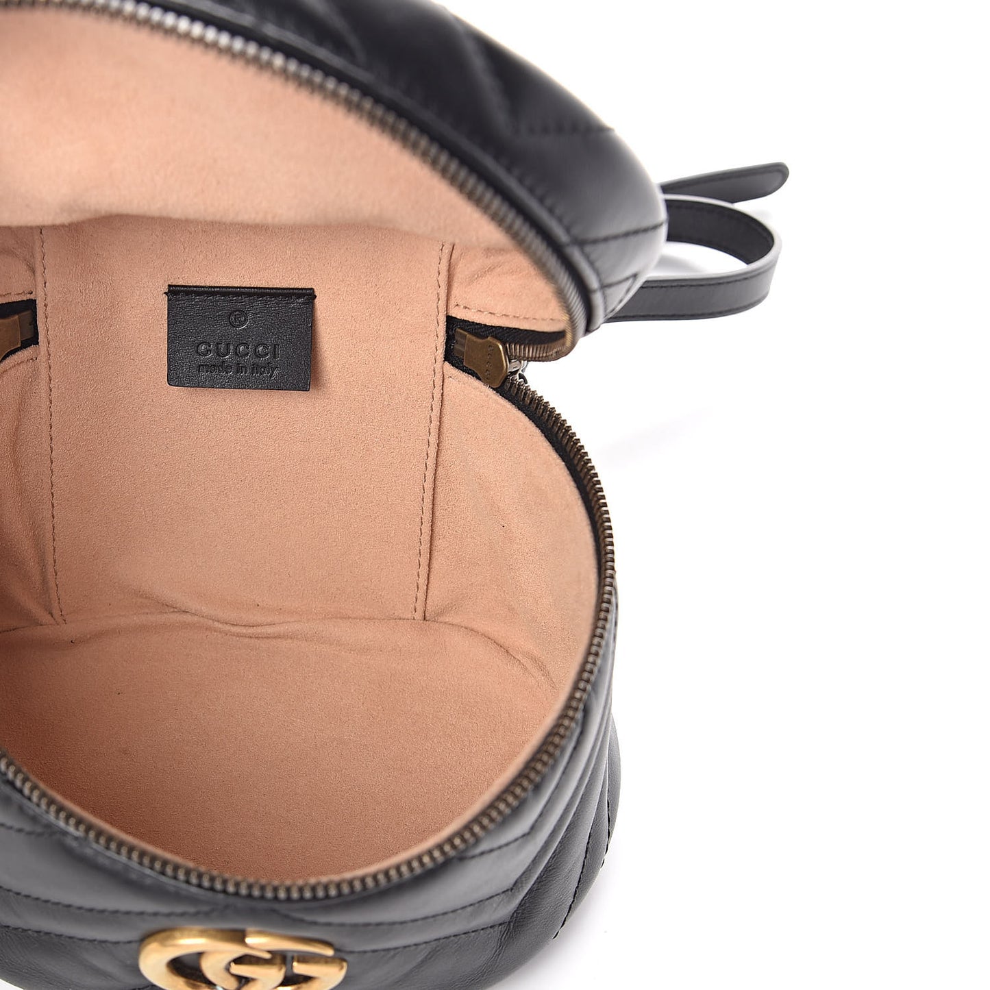Calfskin Matelasse Mini GG Marmont Round Backpack Black