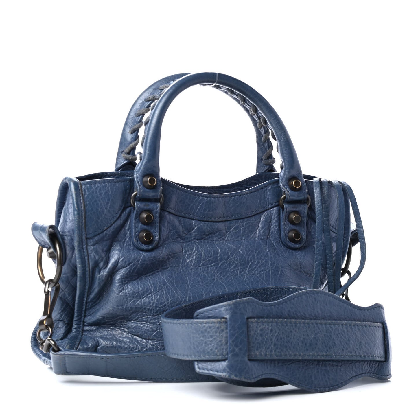 Agneau Classic Silver Hardware Mini City Bleu Persan
