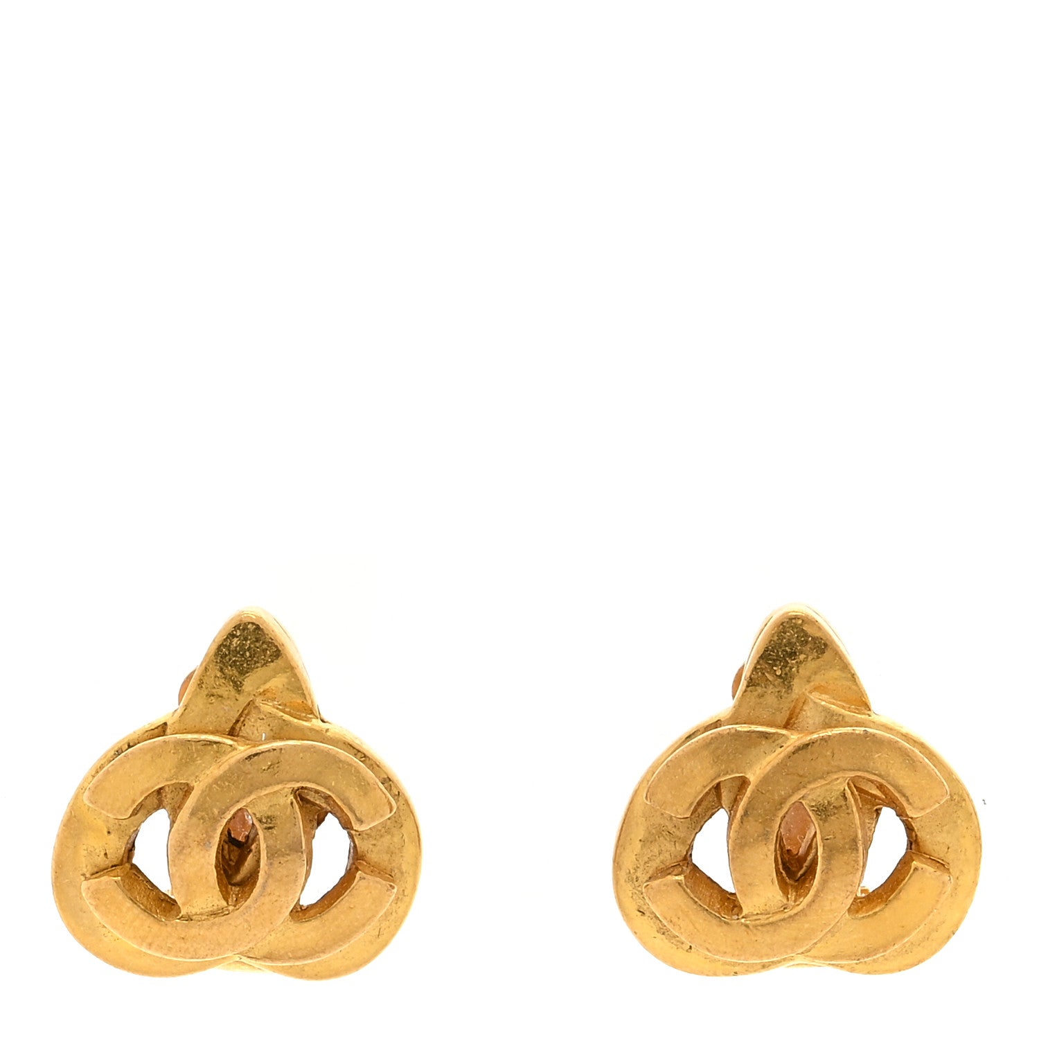 Chanel CC Heart Clip On Earrings Gold 1 of 4