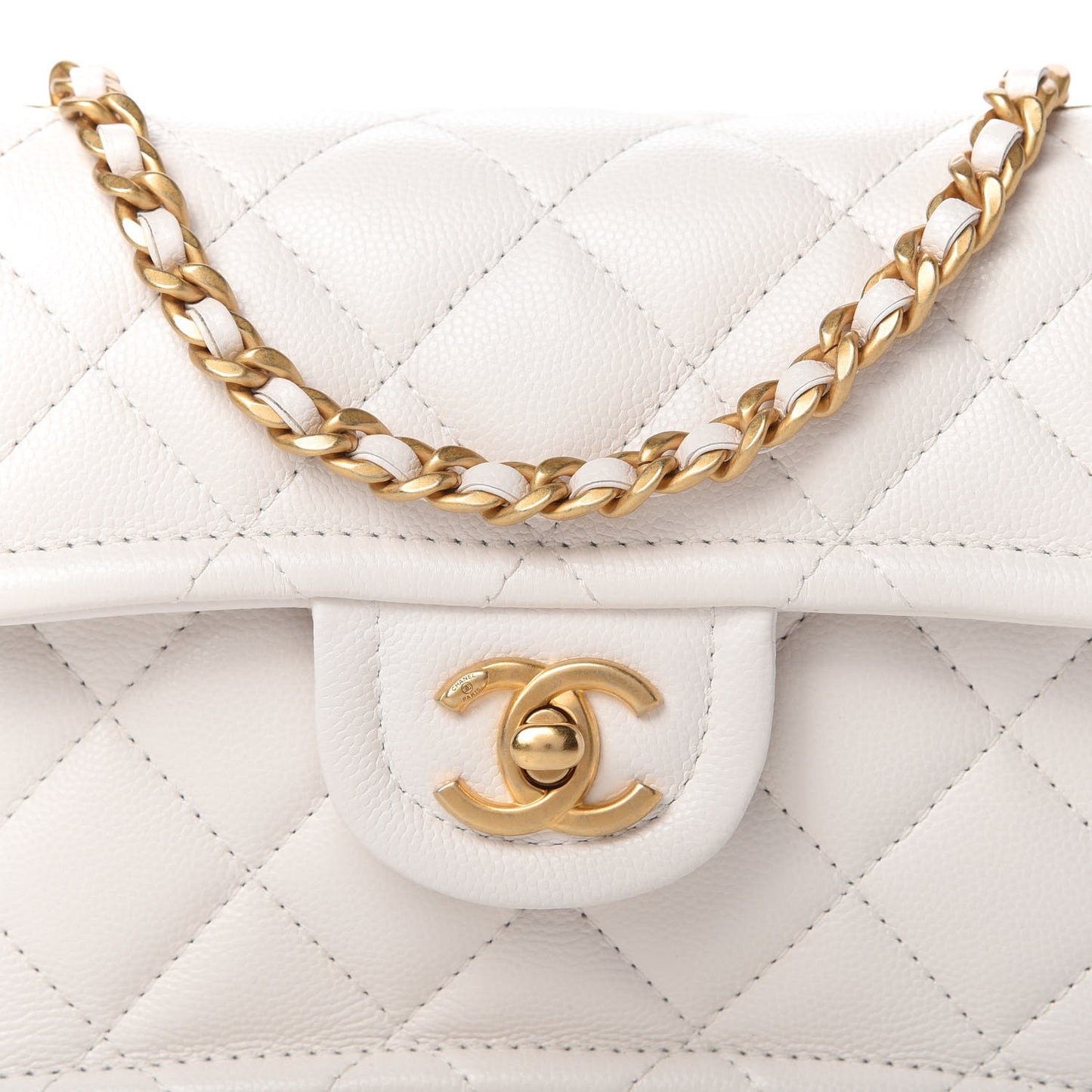 Caviar Quilted Mini Sweet Classic Flap White