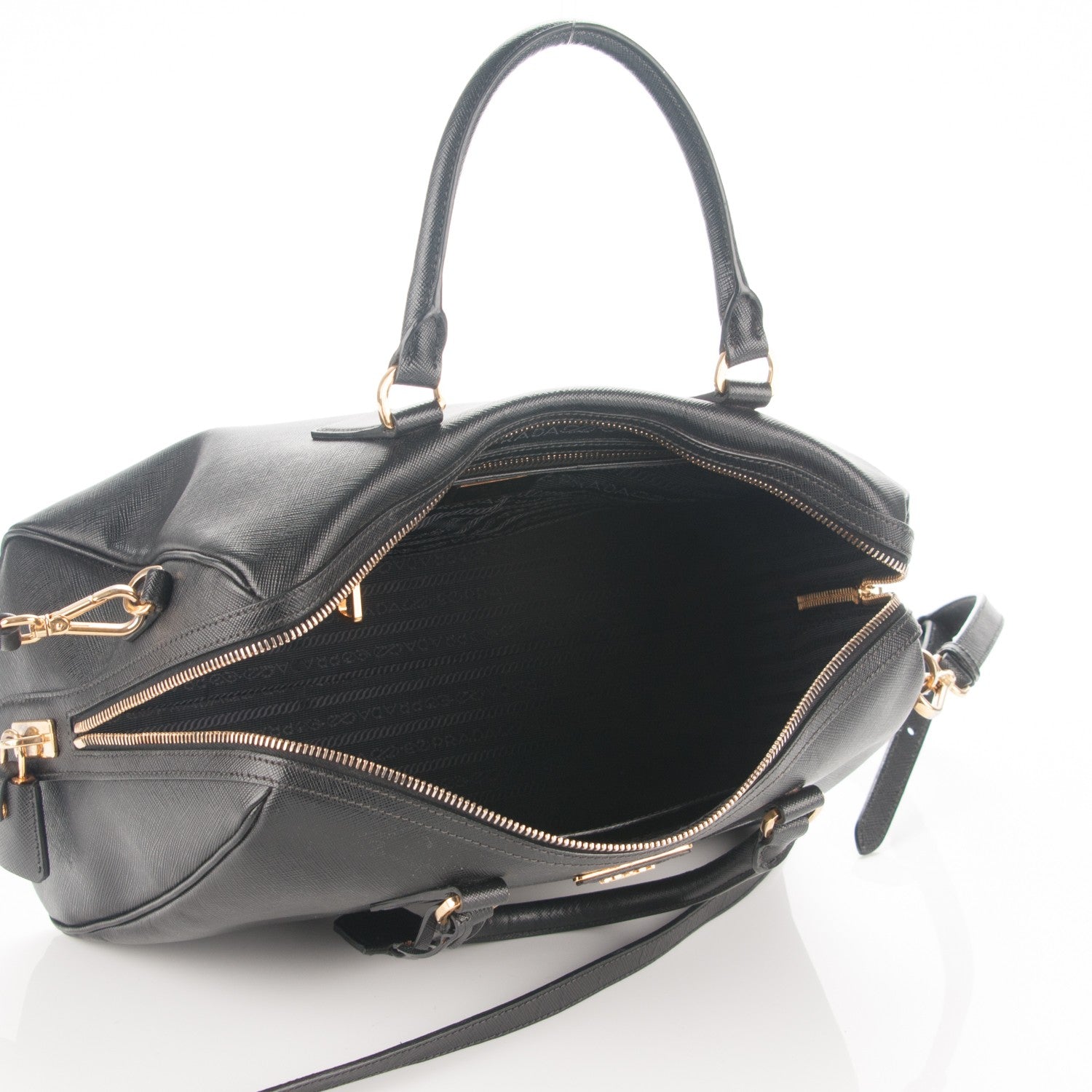 Prada Saffiano Lux Bowler Black 5 of 8