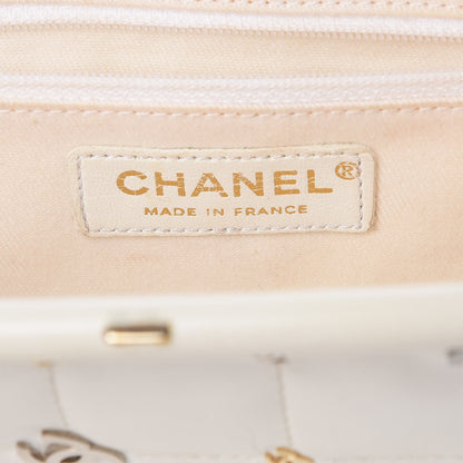 Chanel Calfskin Square Quilted Grommet Embellished Piercing Chic Clutch White 6 of 18