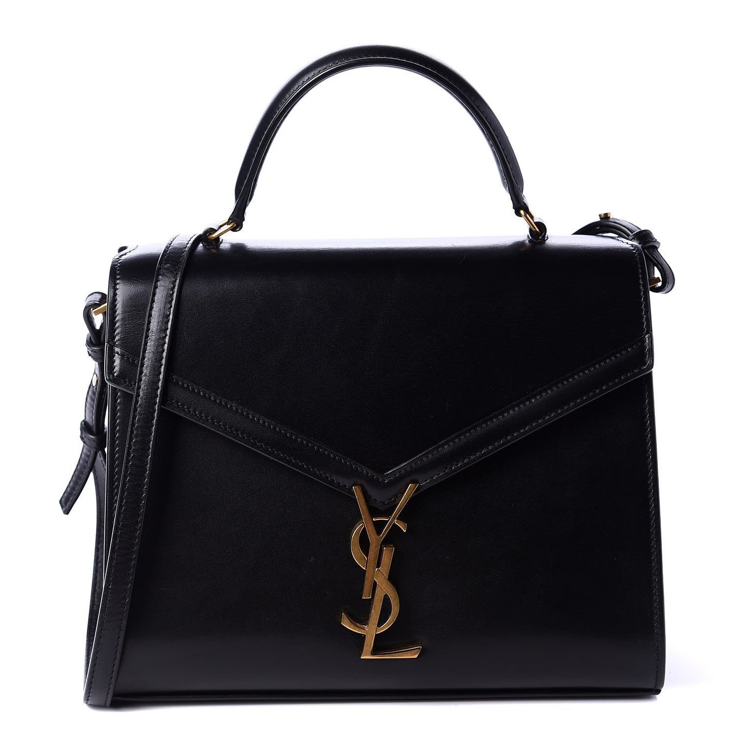 Smooth Calfskin Medium Classic Monogram Cassandra Top Handle Black Rouge Legion