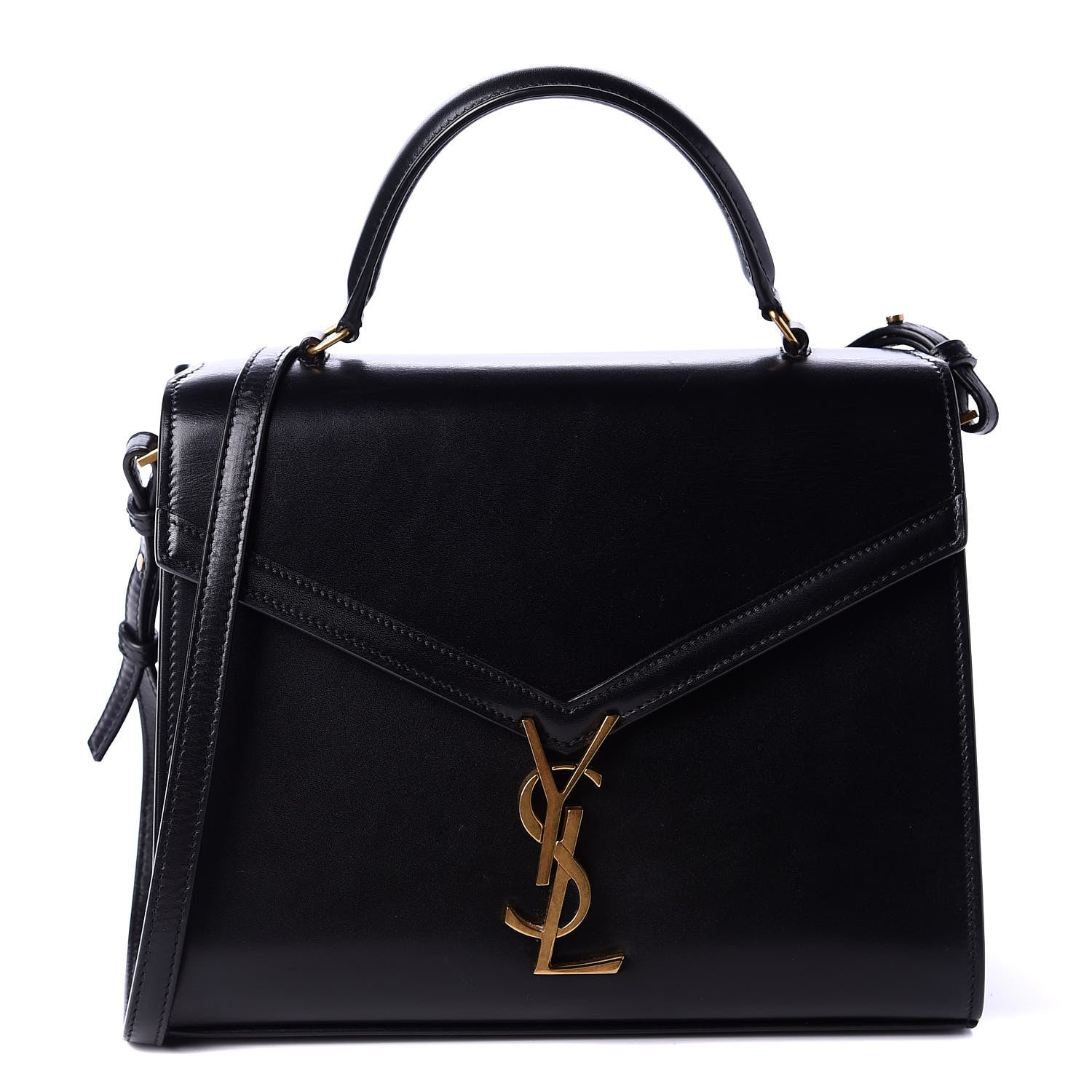 Saint Laurent Smooth Calfskin Medium Classic Monogram Cassandra Top Handle Black Rouge Legion 1 of 13