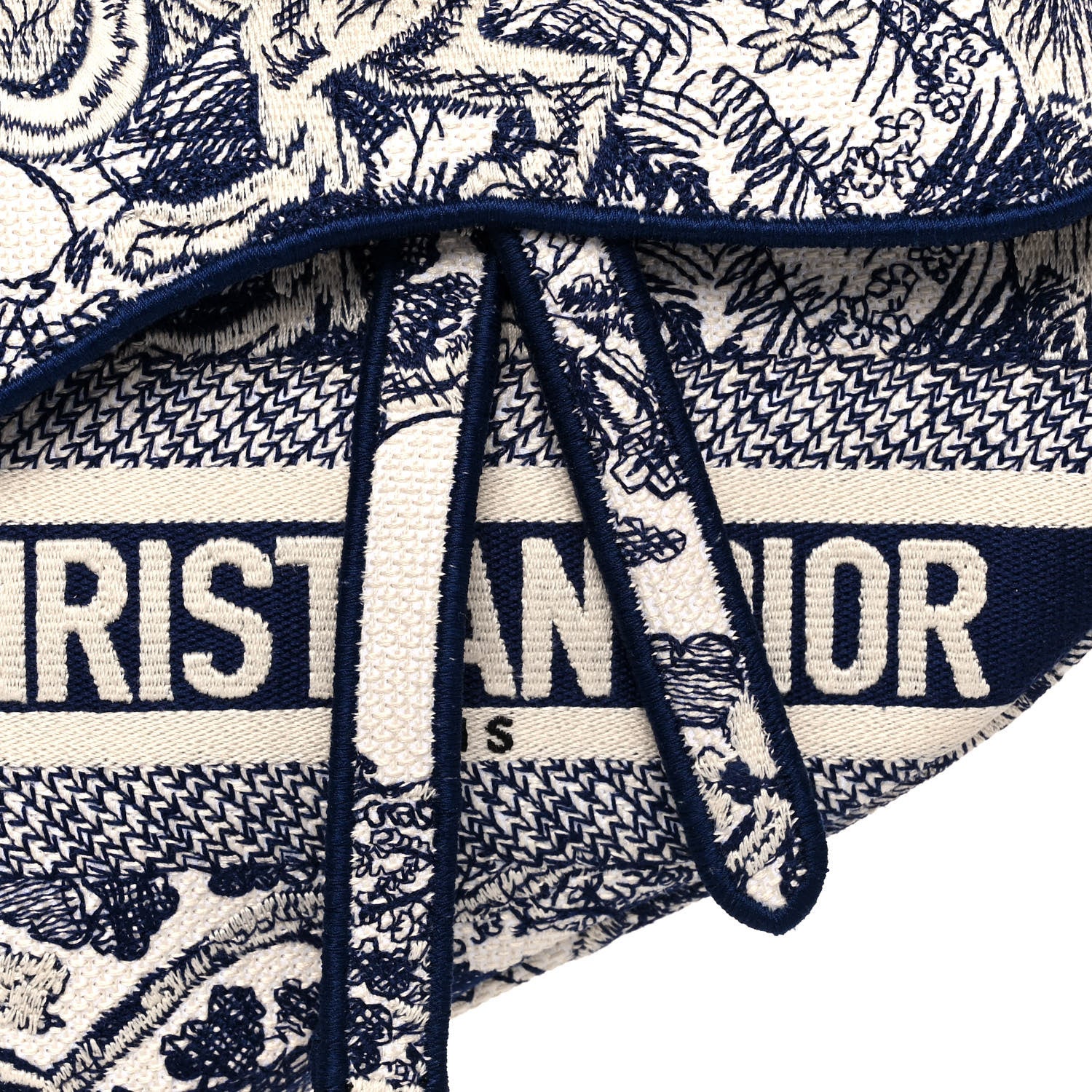 Christian Dior Canvas Embroidered Toile de Jouy Saddle Bag Blue 8 of 14