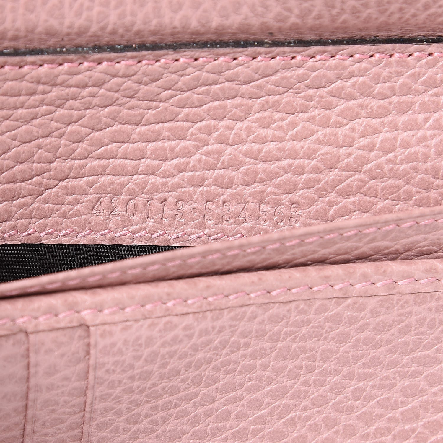 Gucci Monogram Dollar Calfskin Zip Around Compact Wallet Beige Ebony Soft Pink 7 of 13