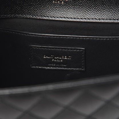 Saint Laurent Grain De Poudre Textured Mixed Matelasse Triquilt Medium Monogram Satchel Black 6 of 10