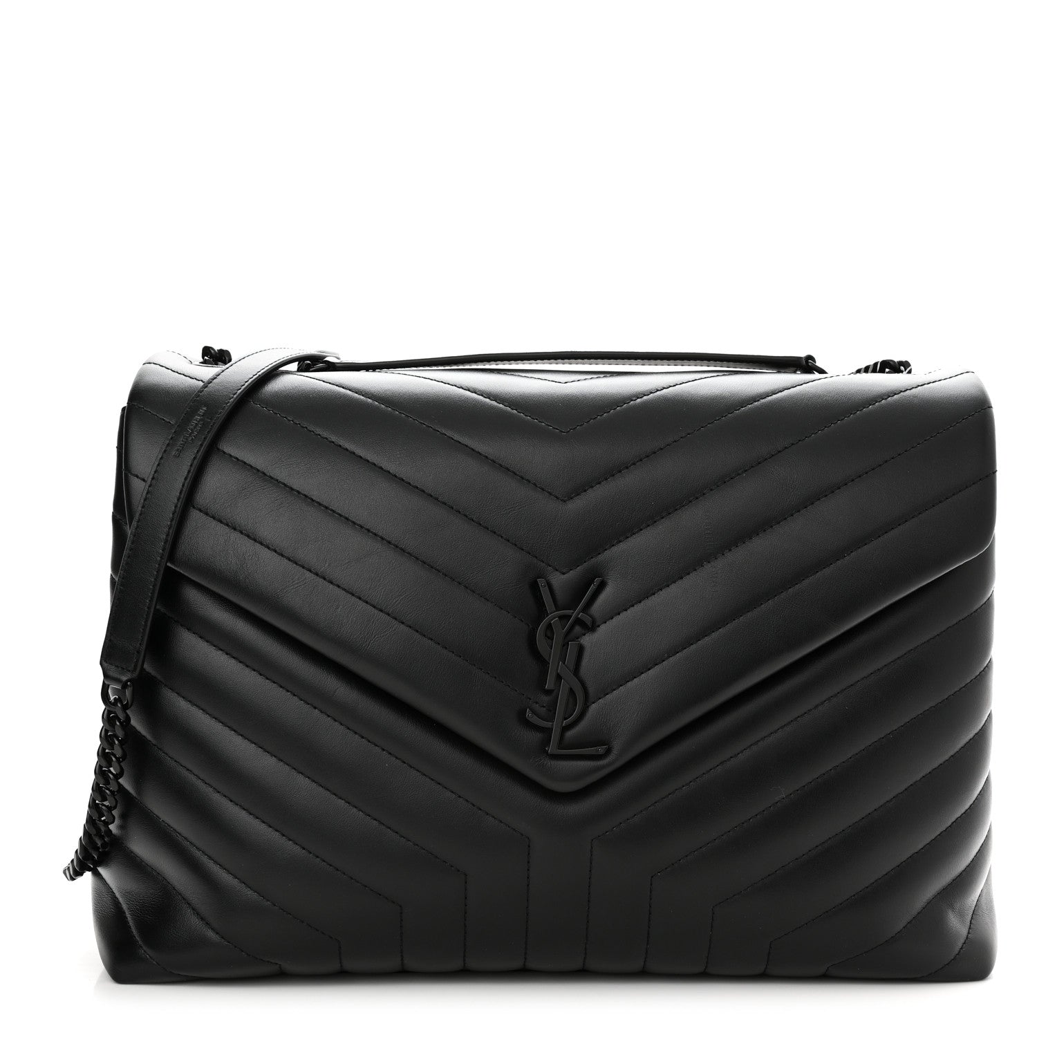 Saint Laurent Calfskin Y Quilted Monogram Monochrome Large Loulou Chain Satchel Black 1 of 11