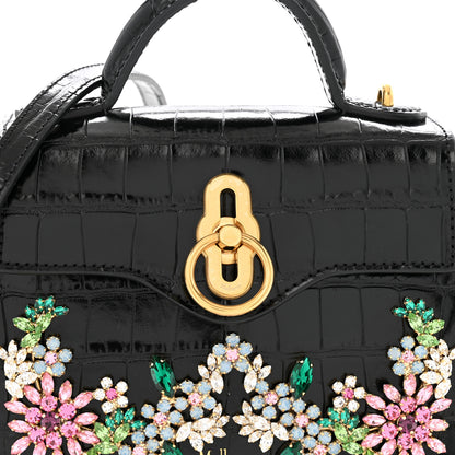 Mulberry Calfskin Crocodile Embossed Embellished Micro Seaton Black Multicolor 8 of 11