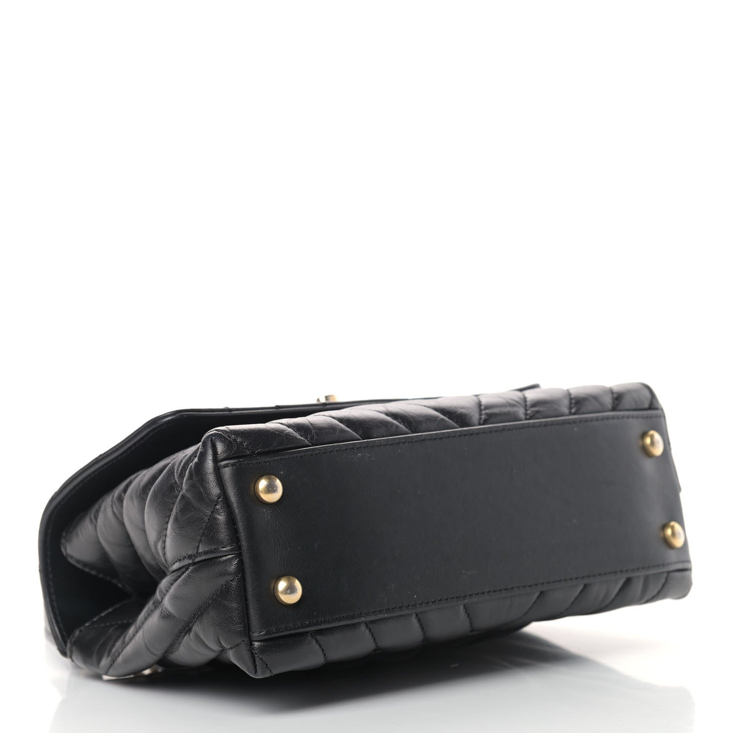 Chanel Aged Calfskin Chevron Quilted Mini Coco Handle Flap Black 4 of 15