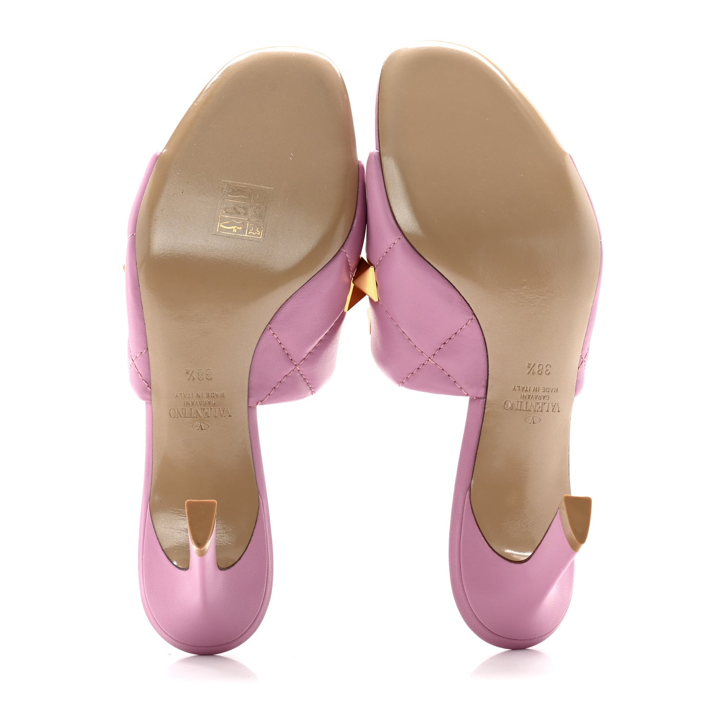 Nappa Quilted Roman Stud 65mm Slide Sandals 38.5 Giacinto