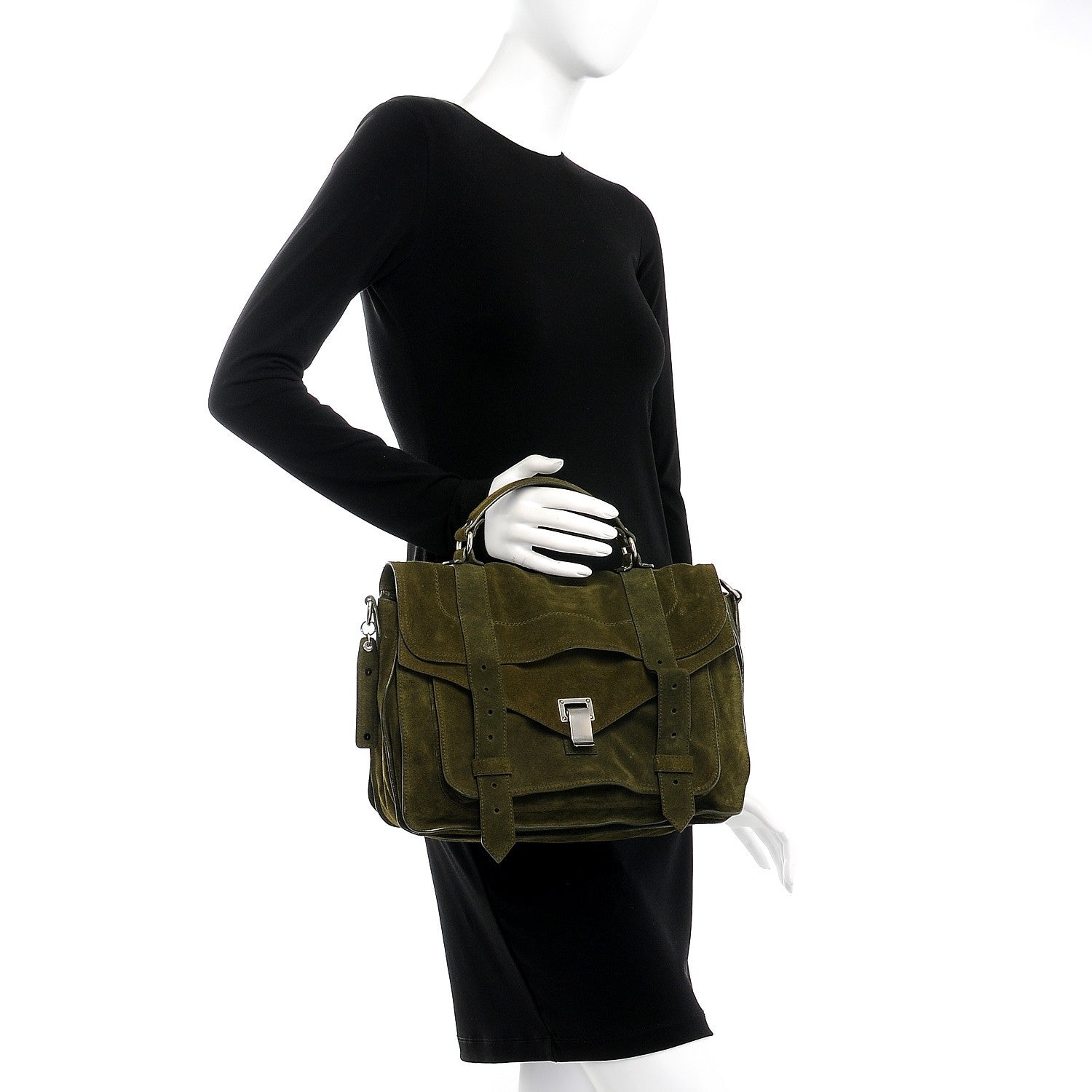 Proenza Schouler Suede PS1 Medium Satchel Olive 3 of 7