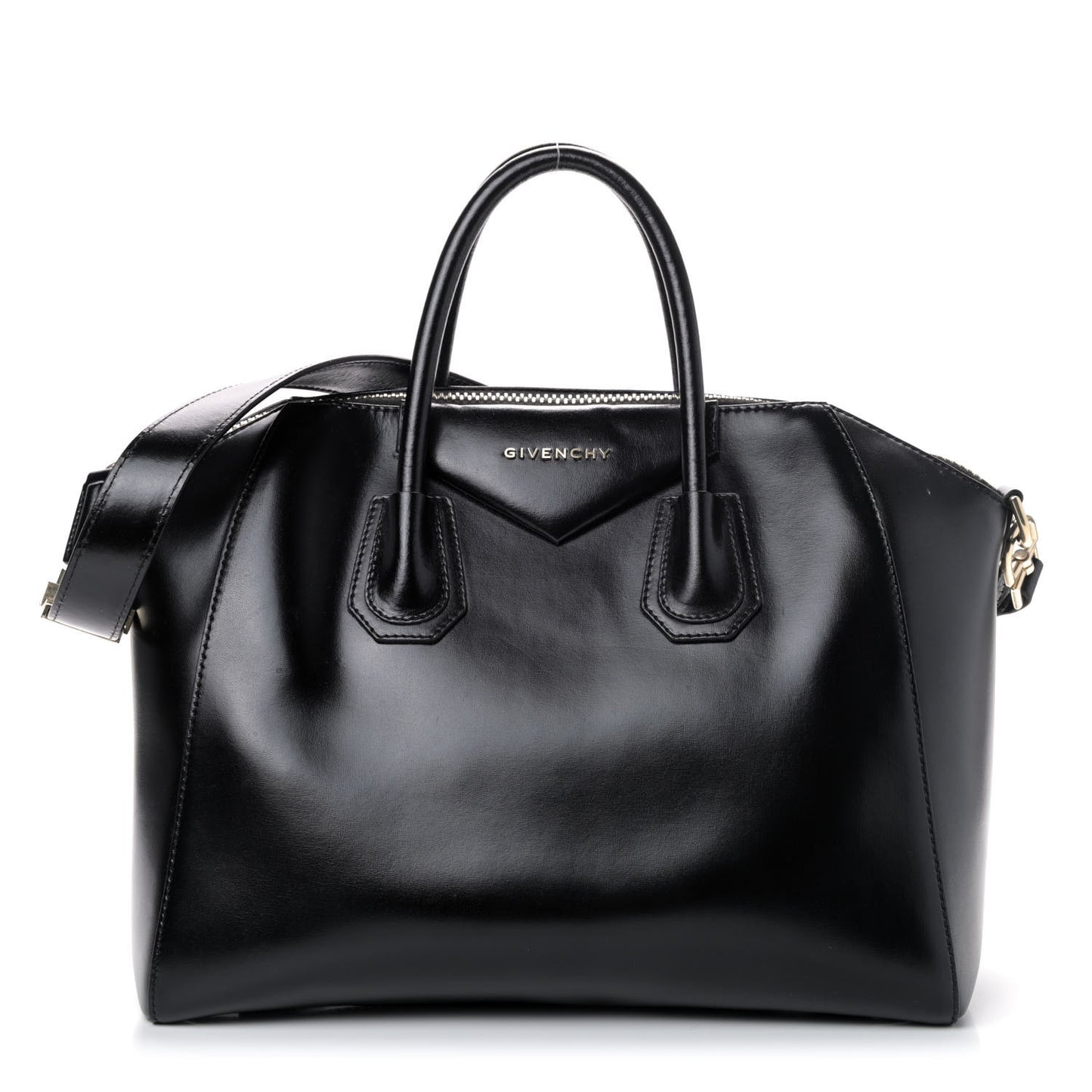 Shiny Lord Calfskin Medium Antigona Black