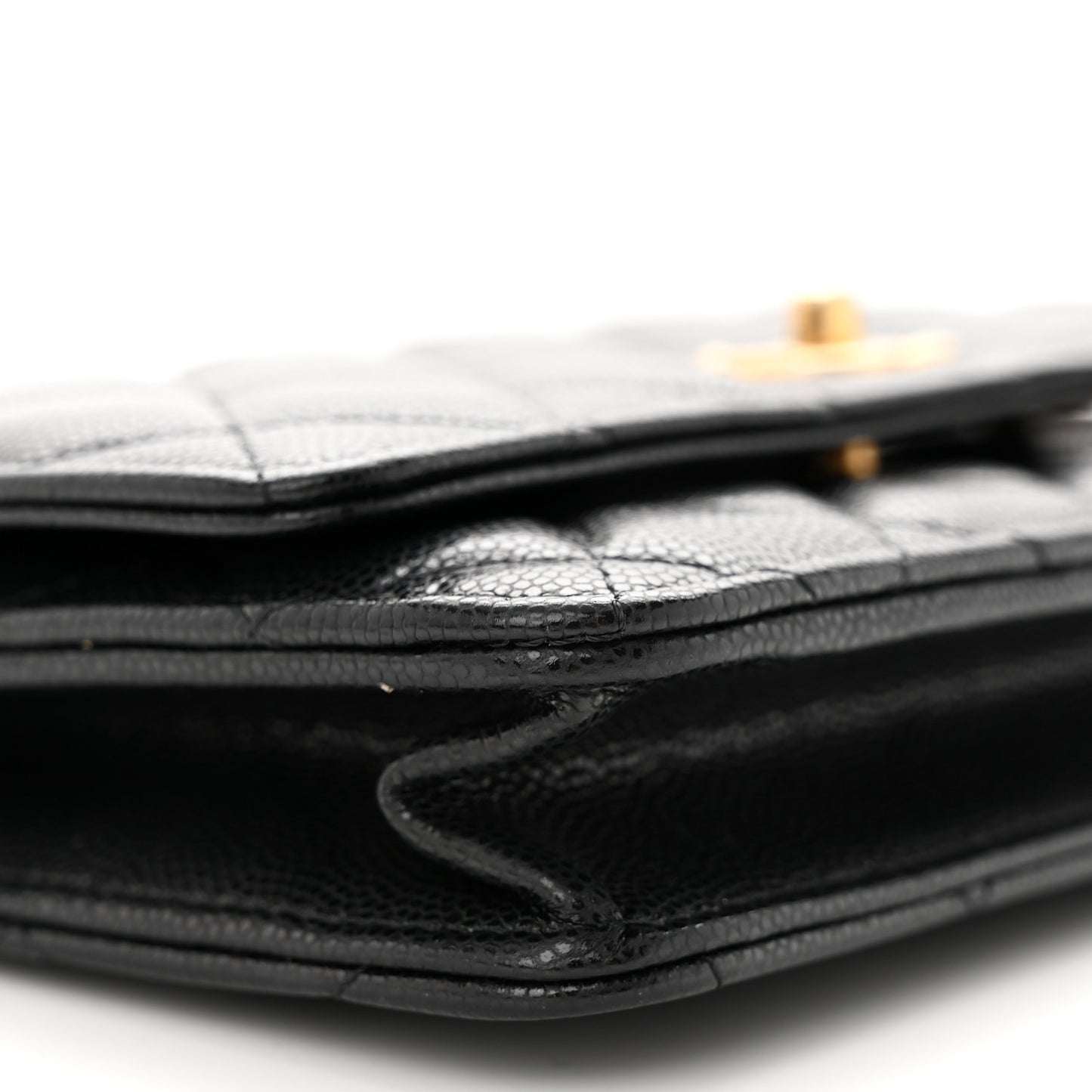 Caviar Quilted Twist Your Buttons Wallet On Chain WOC Black