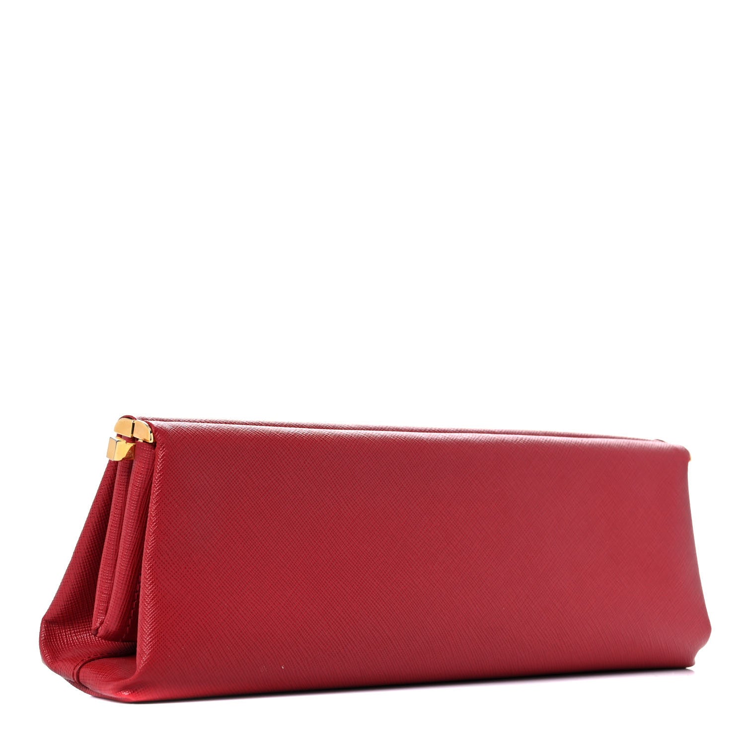 Prada Saffiano Lux East West Frame Clutch Fuoco 3 of 17