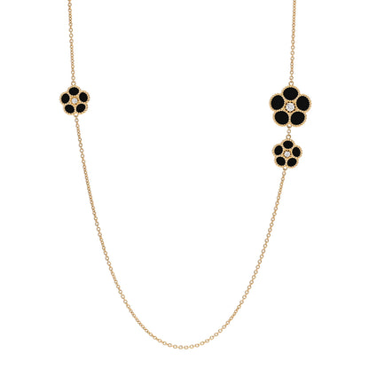 Roberto Coin 18K Yellow Gold Diamond Black Onyx Daisy Station Necklace 1 of 6