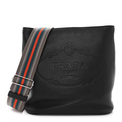 Prada Vitello Phenix Logo Hobo Black 1 of 9