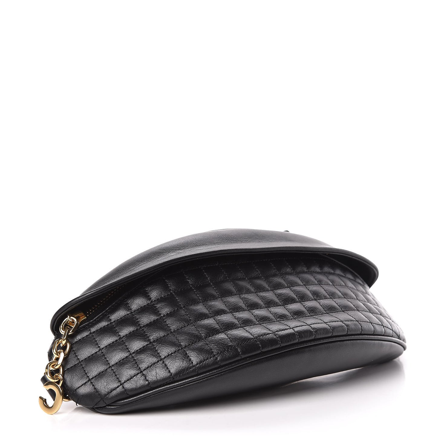 Calfskin Quilted C Charm Belt Bag Black