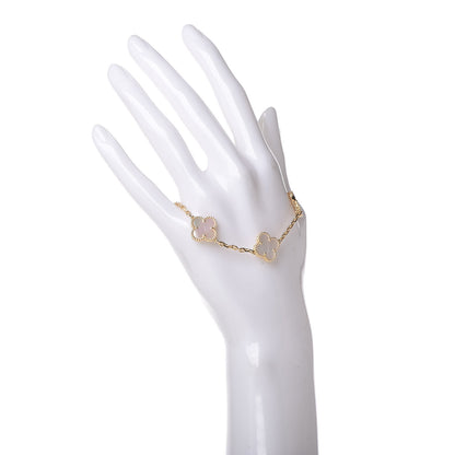 Van Cleef & Arpels 18K Yellow Gold Mother of Pearl 5 Motifs Vintage Alhambra Bracelet 2 of 6