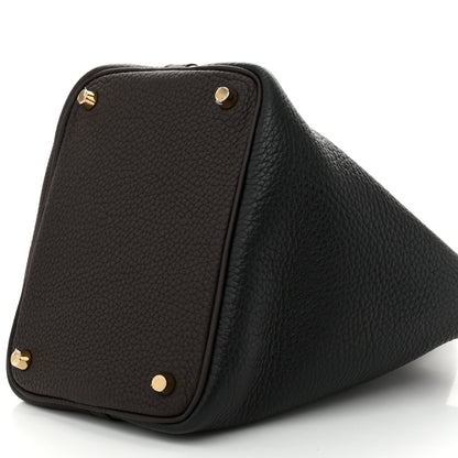 Hermes Taurillon Clemence Casaque Picotin Lock 18 PM Black Ebene Trench 10 of 10