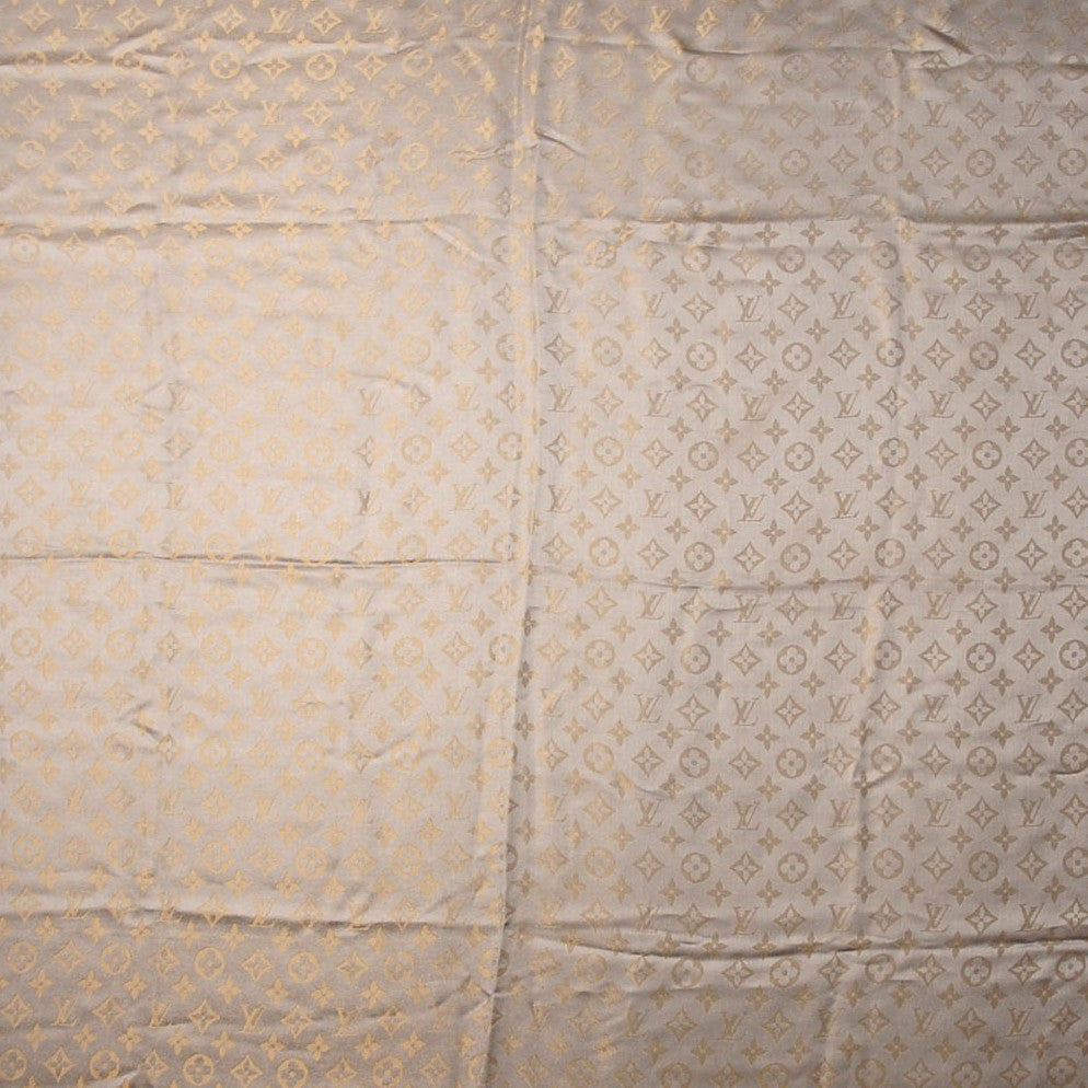 Silk Wool Monogram Shine Shawl Beige