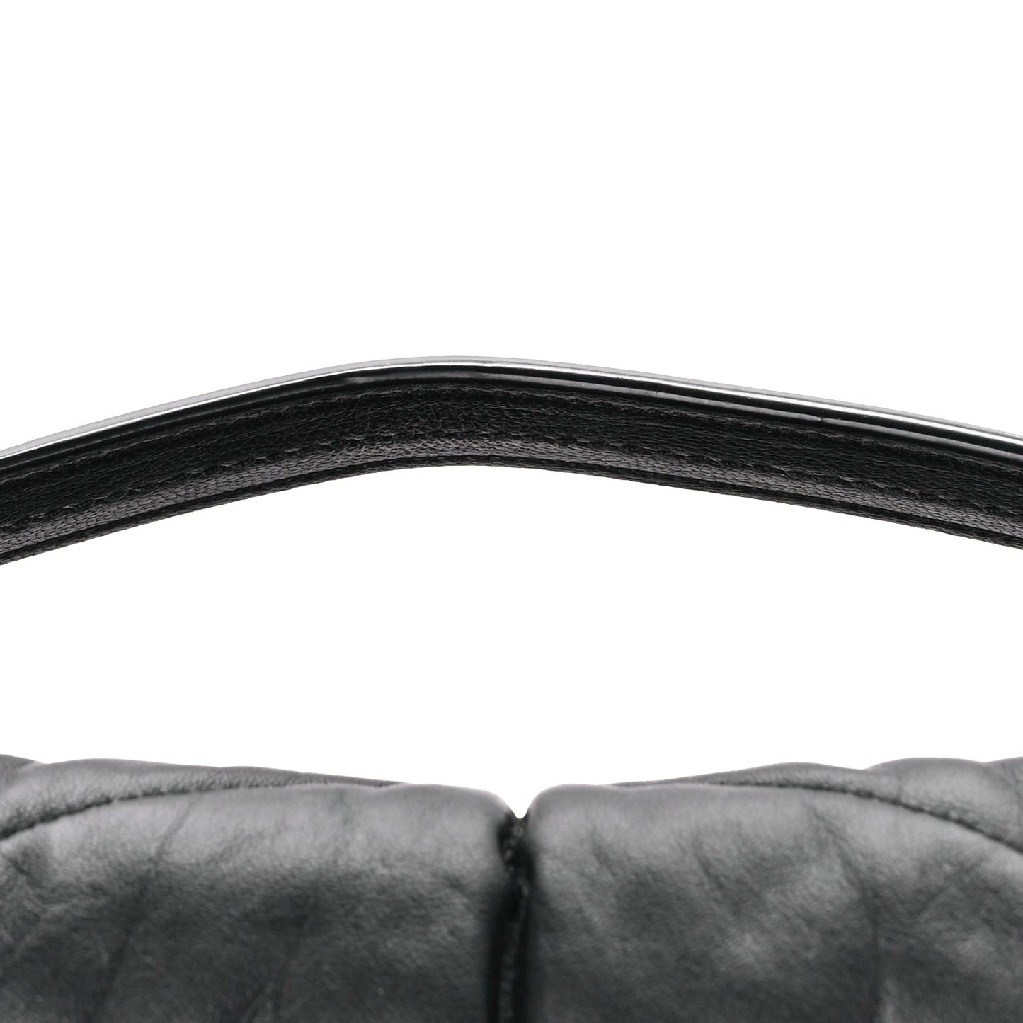 Lambskin Quilted Monogram Monochrome Medium Loulou Puffer Chain Satchel Black