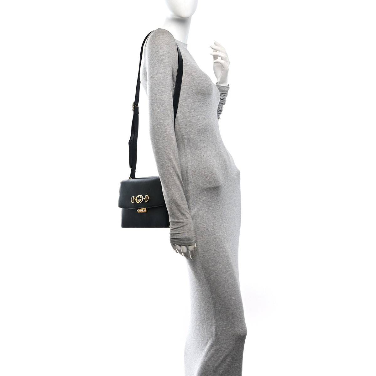 Gucci Smooth Calfskin Small Zumi Shoulder Bag Black 2 of 11