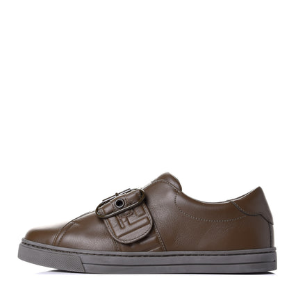 Fendi Vitello FF Embossed Womens Slip On Sneakers 36 Wood 1 of 11