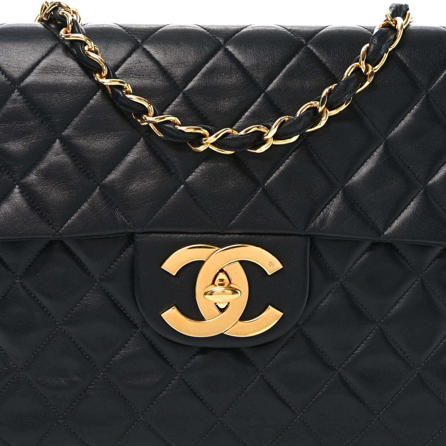 Chanel Lambskin Quilted XL Jumbo Single Flap Black 8 of 10