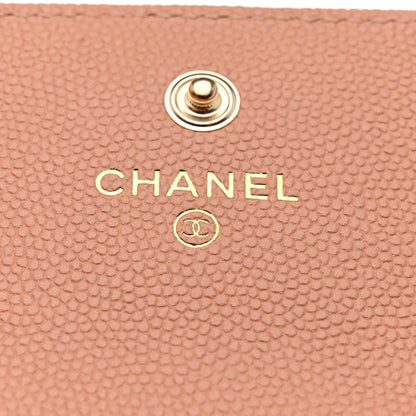 Chanel Caviar Metal Perforated Quilted CC Flap Card Holder Beige 6 of 9