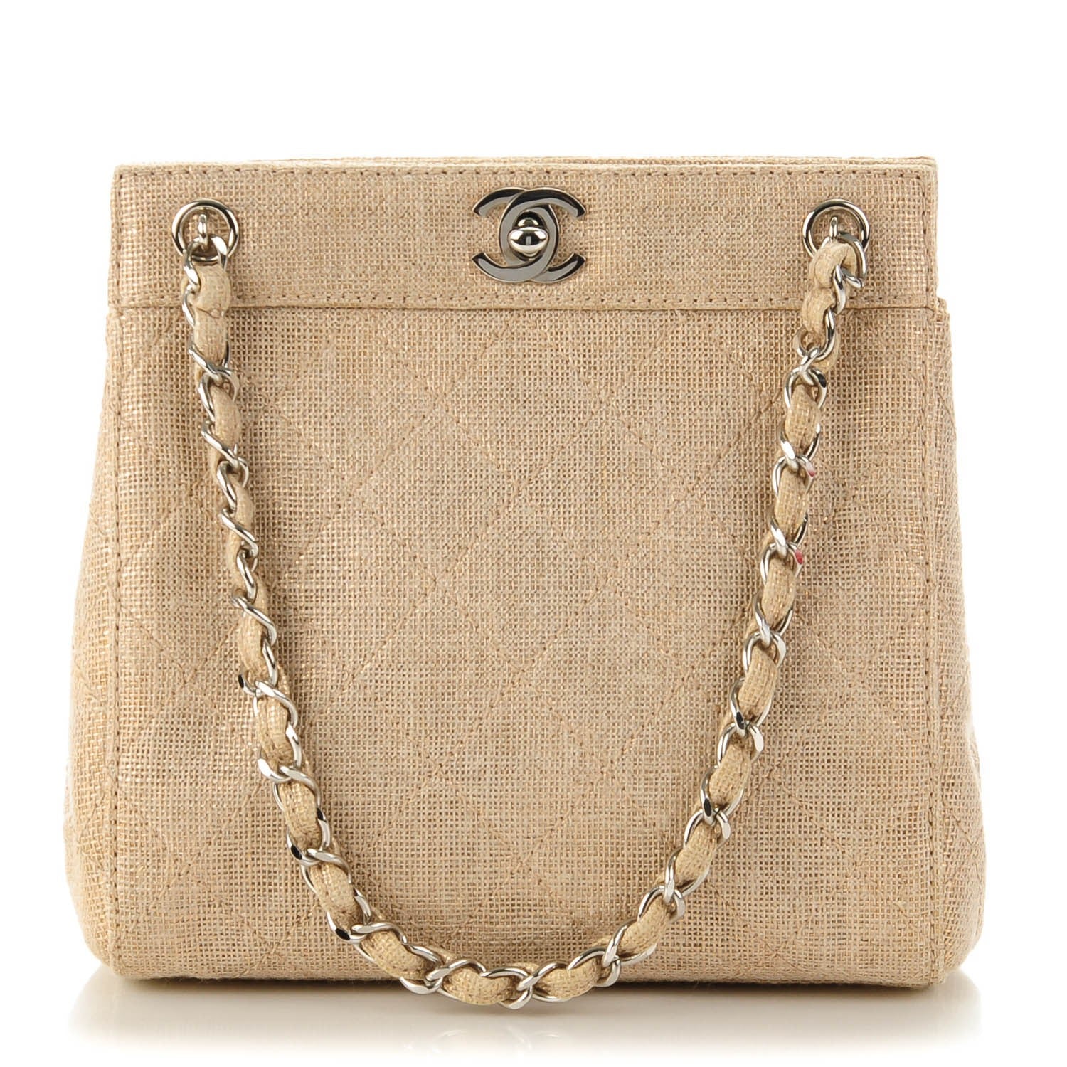 Chanel Metallic Linen Quilted Shoulder Bag Gold 1 of 8