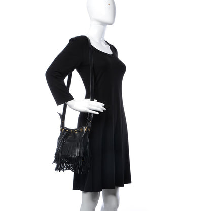 Saint Laurent Calfskin Small Emmanuelle Fringe Hobo Bag Black 3 of 8