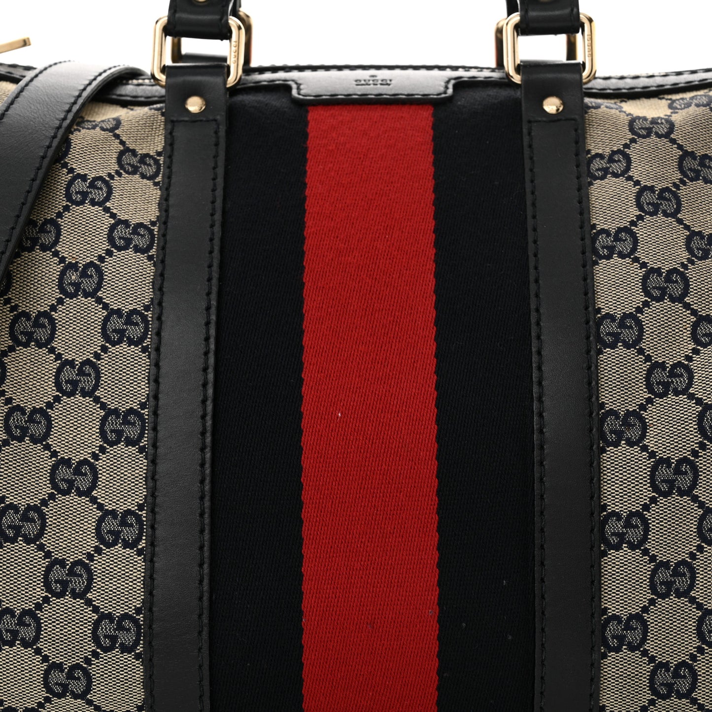 Monogram Selleria Calfskin Vintage Web Medium Boston Beige Blue