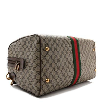 Gucci GG Supreme Monogram Textured Dollar Calfskin Web Medium Ophidia Carry-On Duffle Bag Beige Ebony New Acero 4 of 12