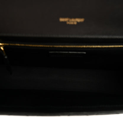 Saint Laurent Grain De Poudre Textured Mixed Matelasse Large Triquilt Monogram Satchel Black 5 of 10