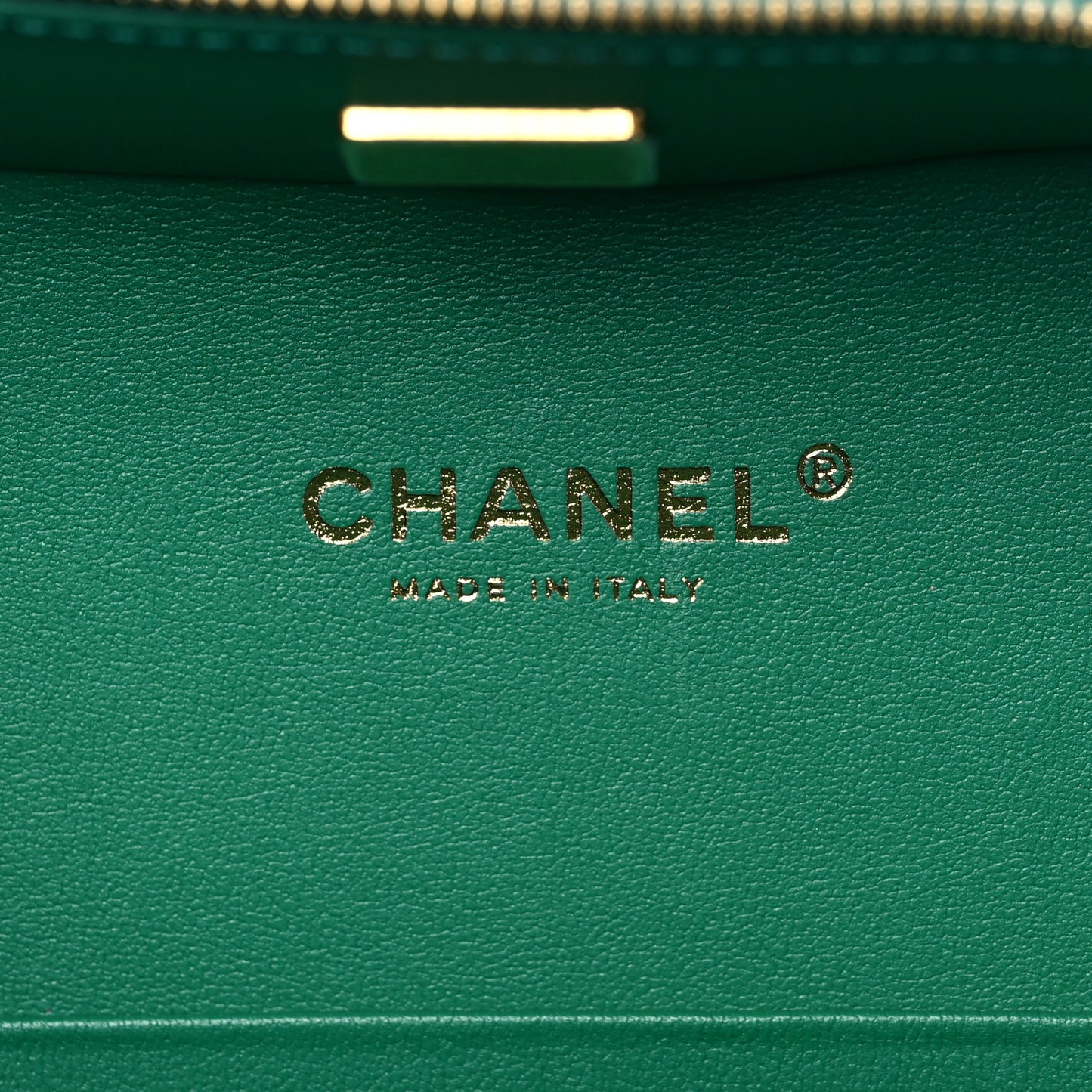 Lambskin Quilted Top Handle Vanity Case Green