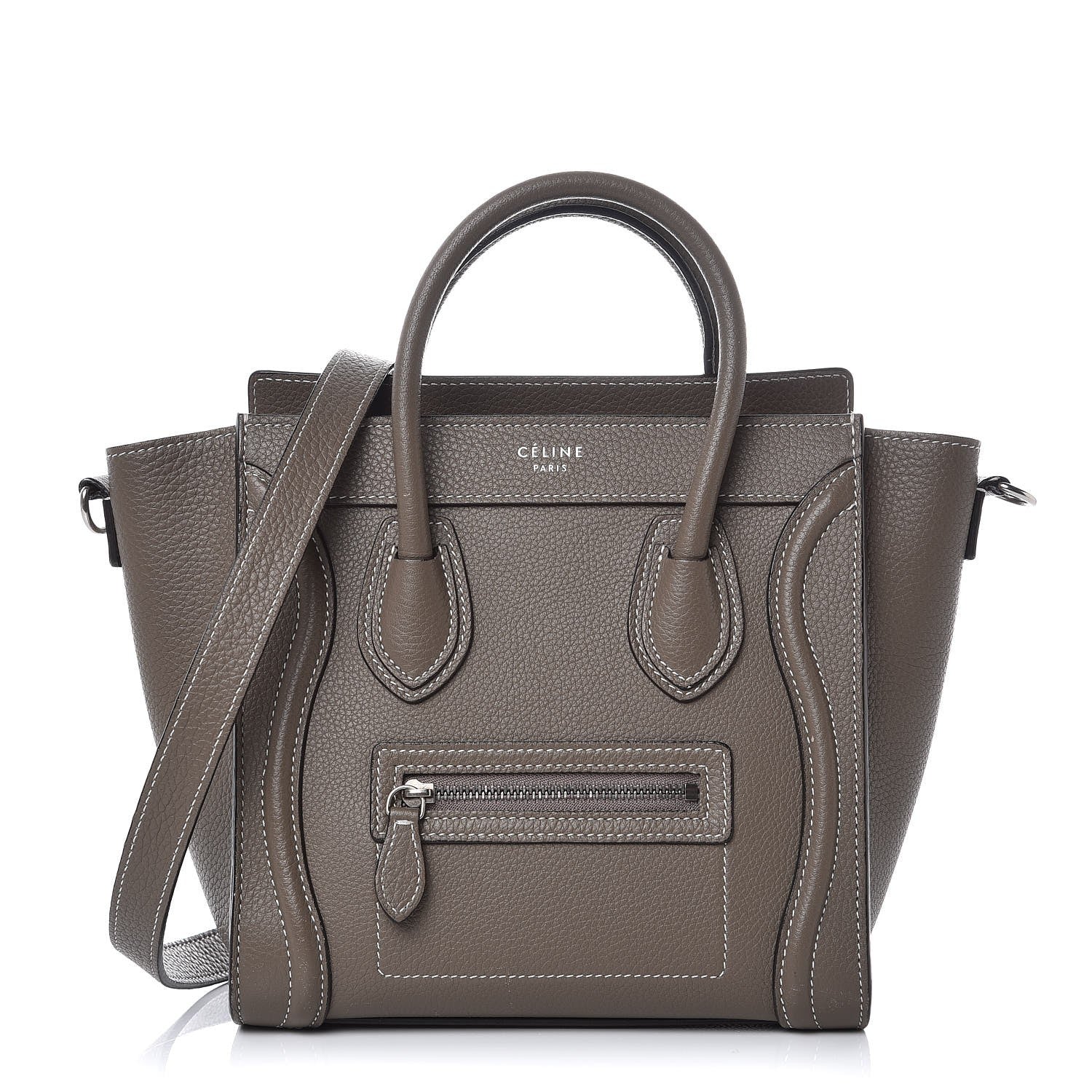 Celine Drummed Calfskin Nano Luggage Souris 1 of 7
