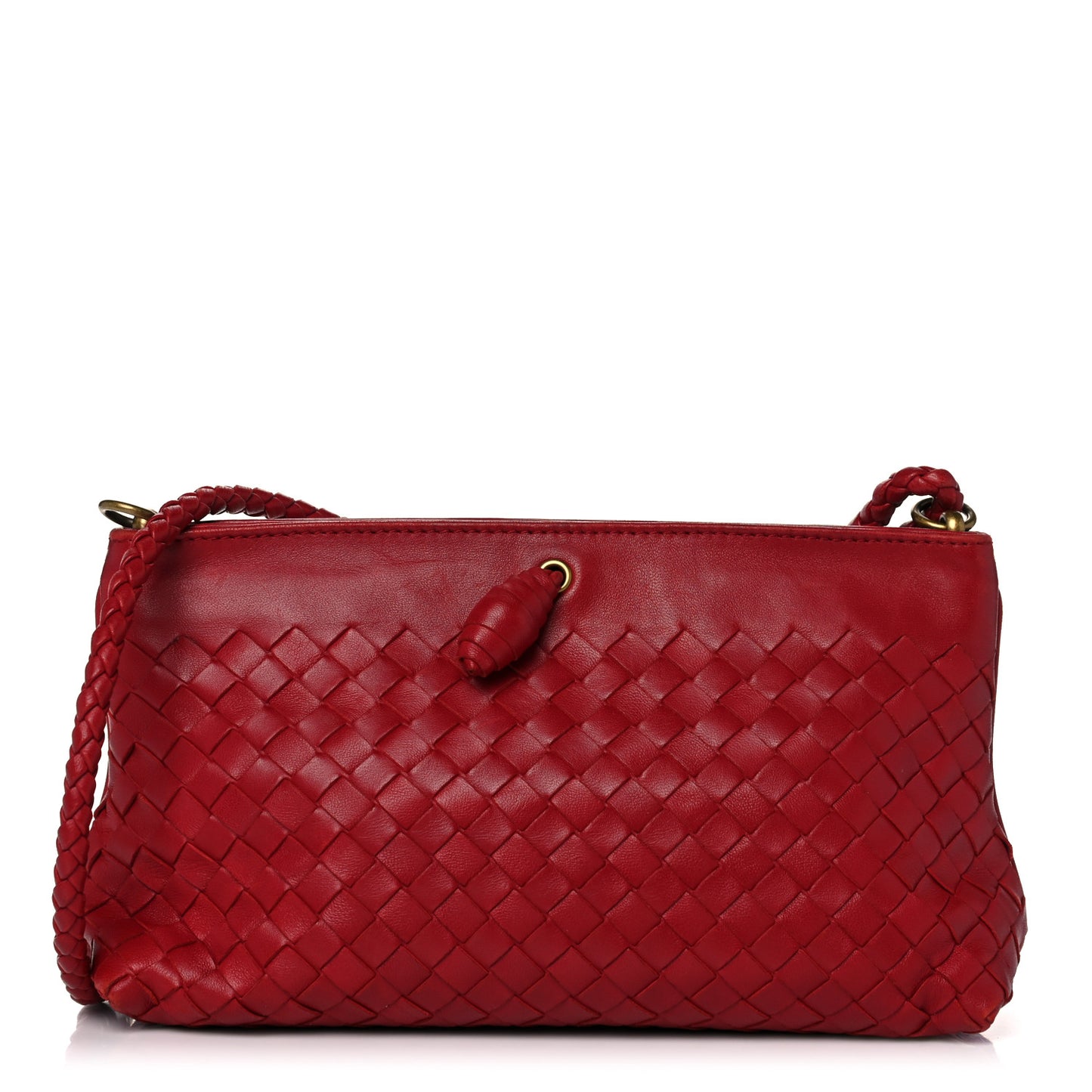 Nappa Intrecciato Shoulder Bag Red